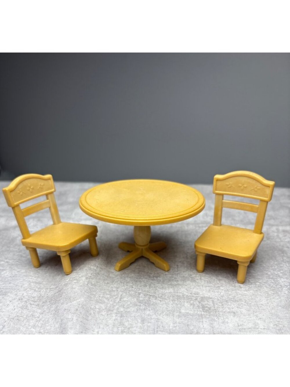 Calico Critters Yellow Dollhouse Table 2 Chairs Set Vintage
